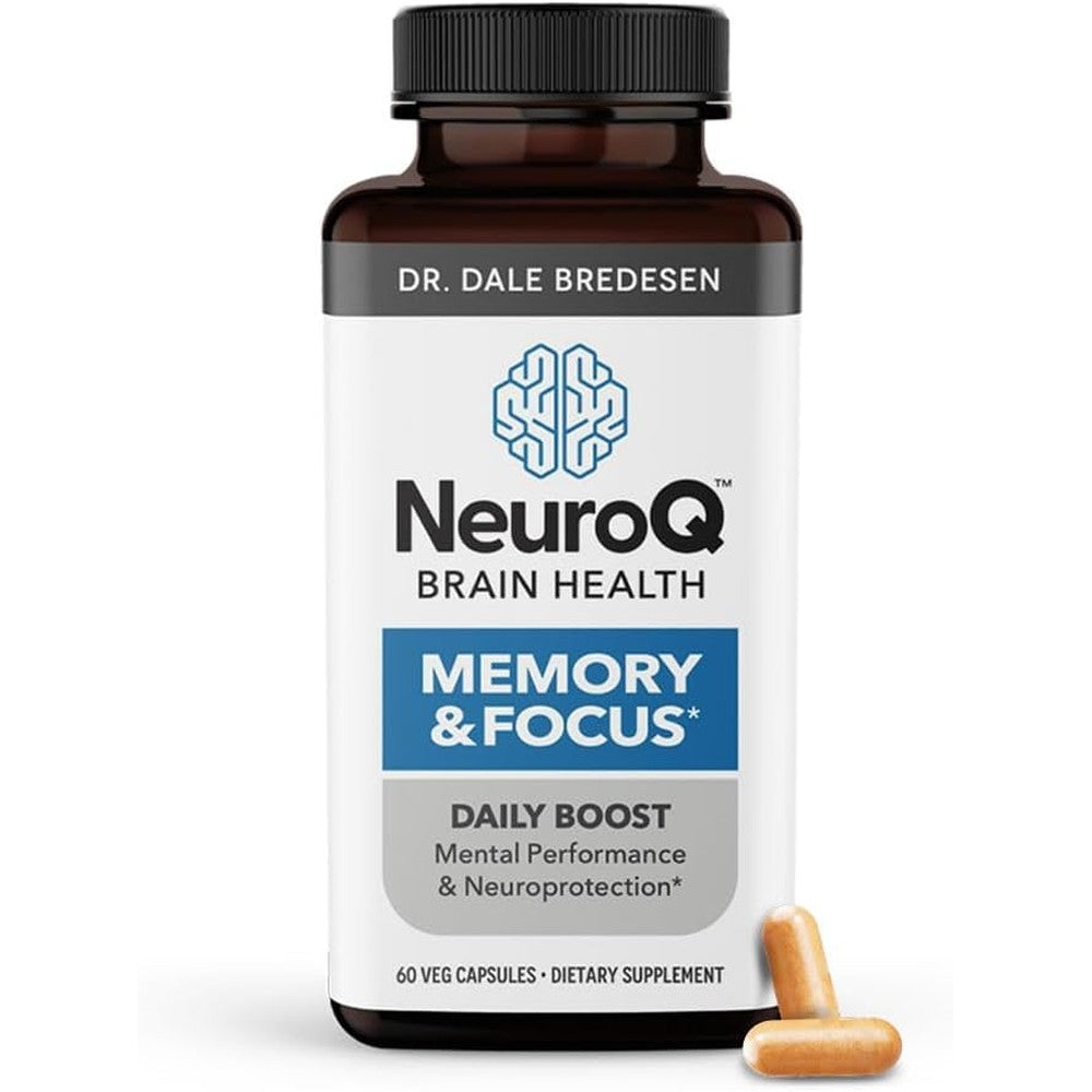 LifeSeasons NeuroQ Memory and Focus 60 capsules front view bottle showing brain graphic.