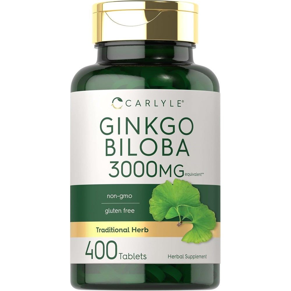 Carlyle Traditional Herbal Ginkgo Biloba 400 tablets bottle front view showing product labels