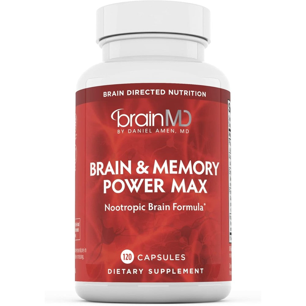 BRAINMD Dr Amen Brain and Memory Power MAX 120 capsules front bottle view for memory support