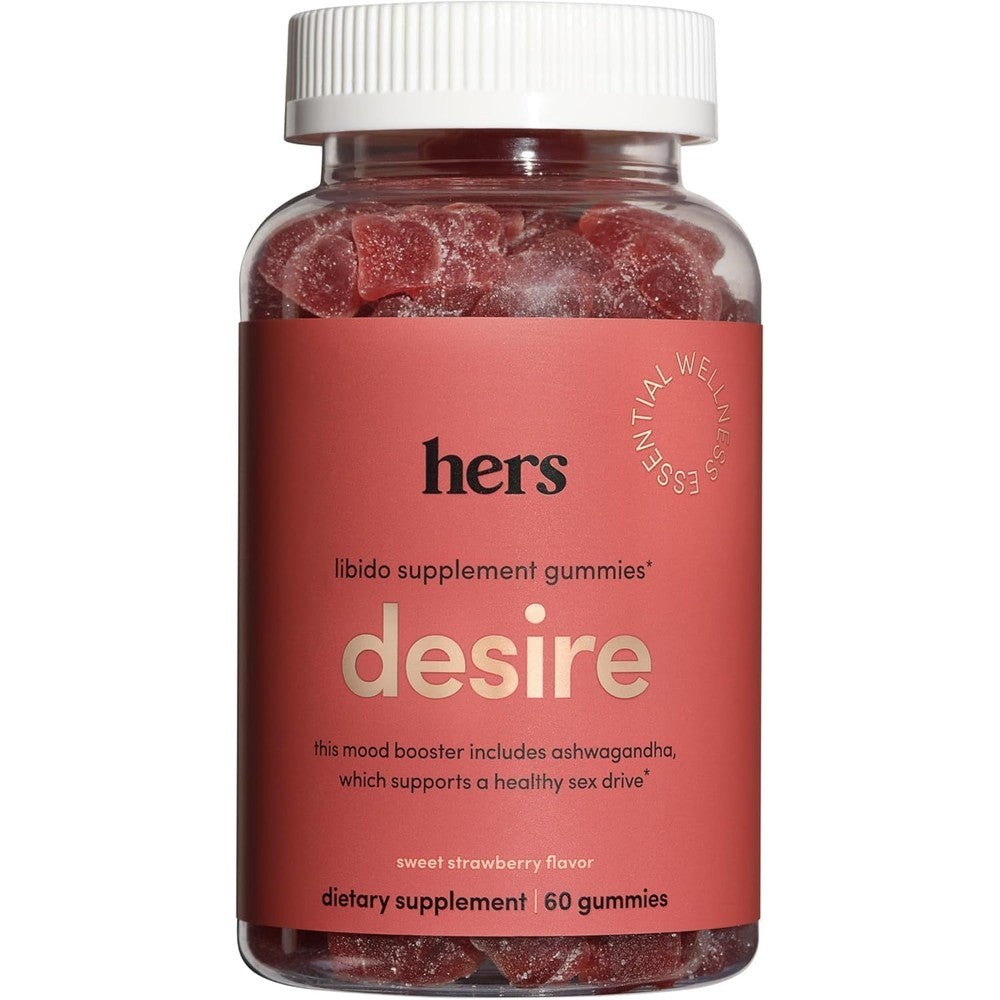 Hims And Hers Desire Libido Supplement Gummies front view bottle for female sexual wellness.
