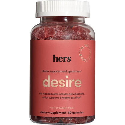 Hims And Hers Desire Libido Supplement Gummies front view bottle for female sexual wellness.