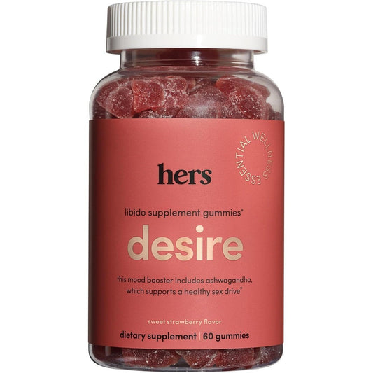 Hims And Hers Desire Libido Supplement Gummies front view bottle for female sexual wellness.