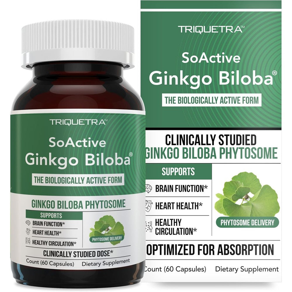 Triquetra Health SoActive Ginkgo Biloba Phytosome front view showing authentic USA packaging