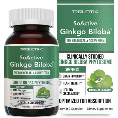 Triquetra Health SoActive Ginkgo Biloba Phytosome front view showing authentic USA packaging