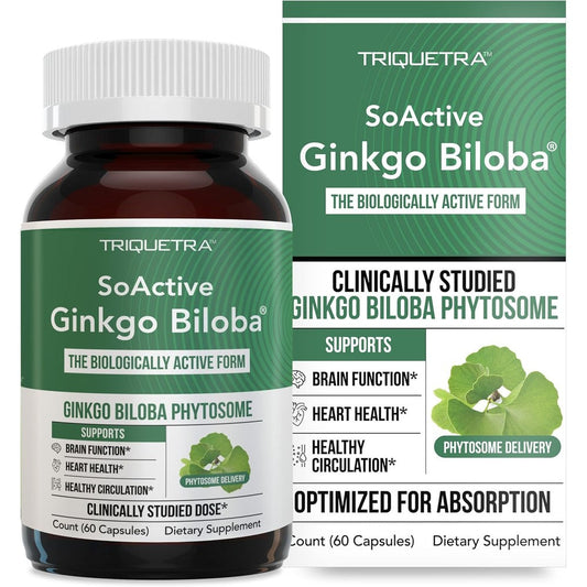 Triquetra Health SoActive Ginkgo Biloba Phytosome front view showing authentic USA packaging