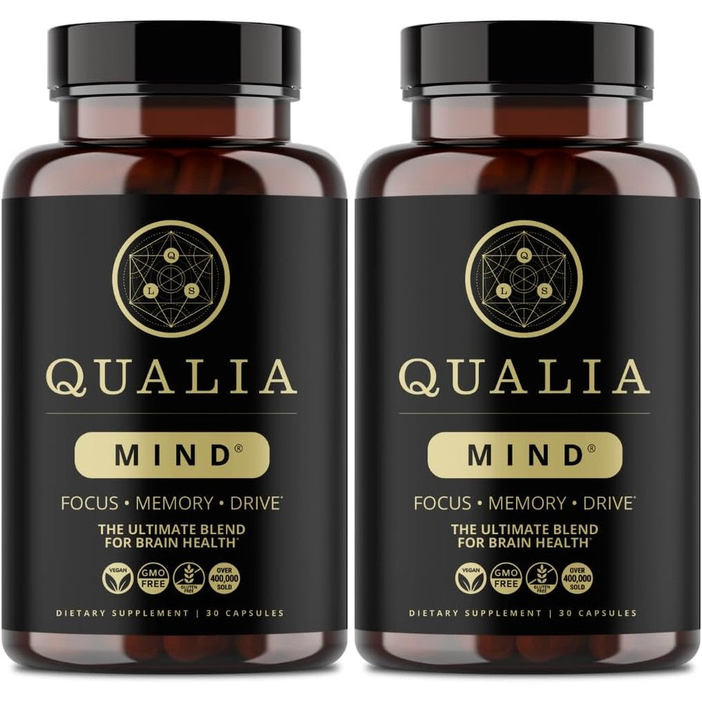 Qualia Life Sciences Qualia Mind Premium Brain Nourishment 32 capsules bottle front view showing product labels
