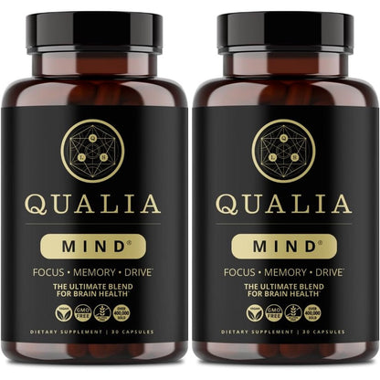 Qualia Life Sciences Qualia Mind Premium Brain Nourishment 32 capsules bottle front view showing product labels