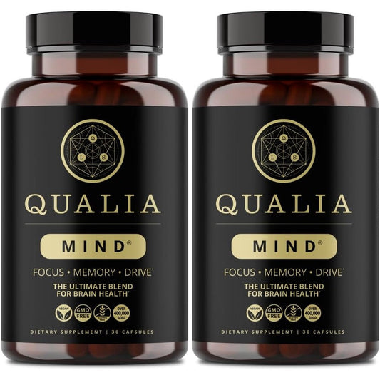 Qualia Life Sciences Qualia Mind Premium Brain Nourishment 32 capsules bottle front view showing product labels