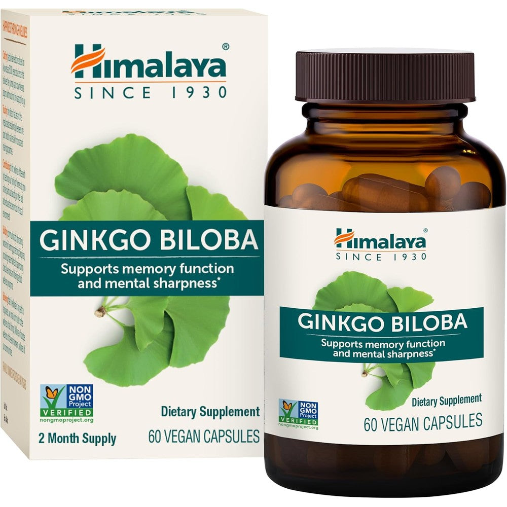 Himalaya Ginkgo Biloba 120mg bottle front view for cognitive health support.