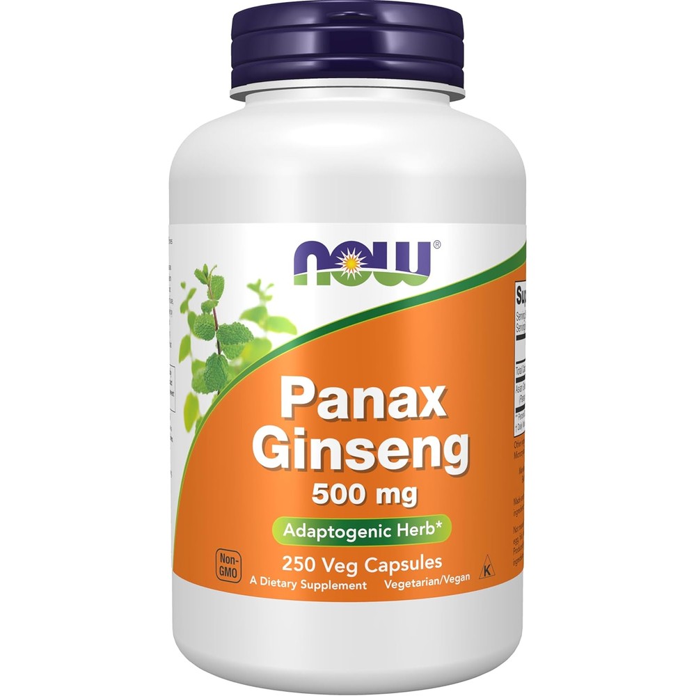 Now Foods Panax Ginseng 500mg 250 Veg Capsules front view