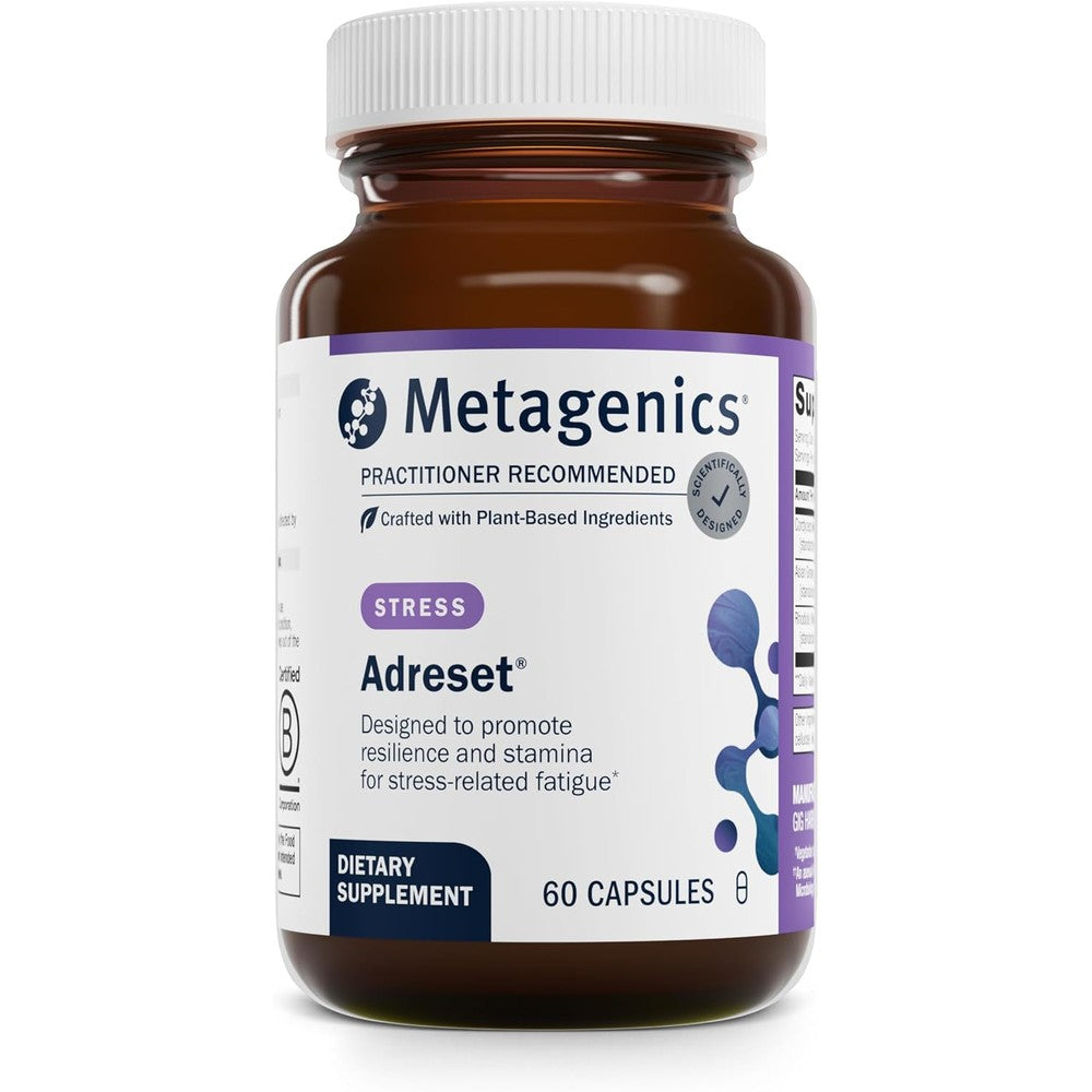 Metagenics Adreset Stress Resilience supplement bottle front view