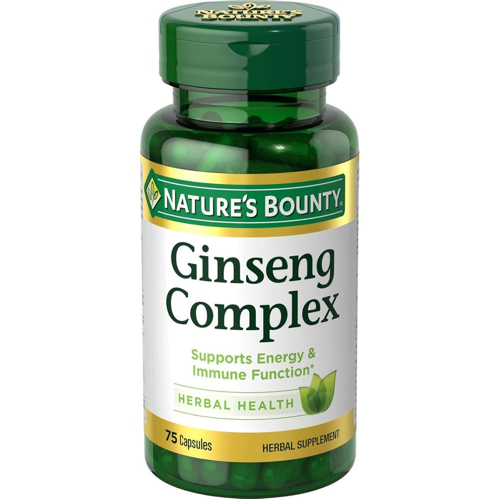 Nature's Bounty Ginseng Complex 75 Capsules front view bottle