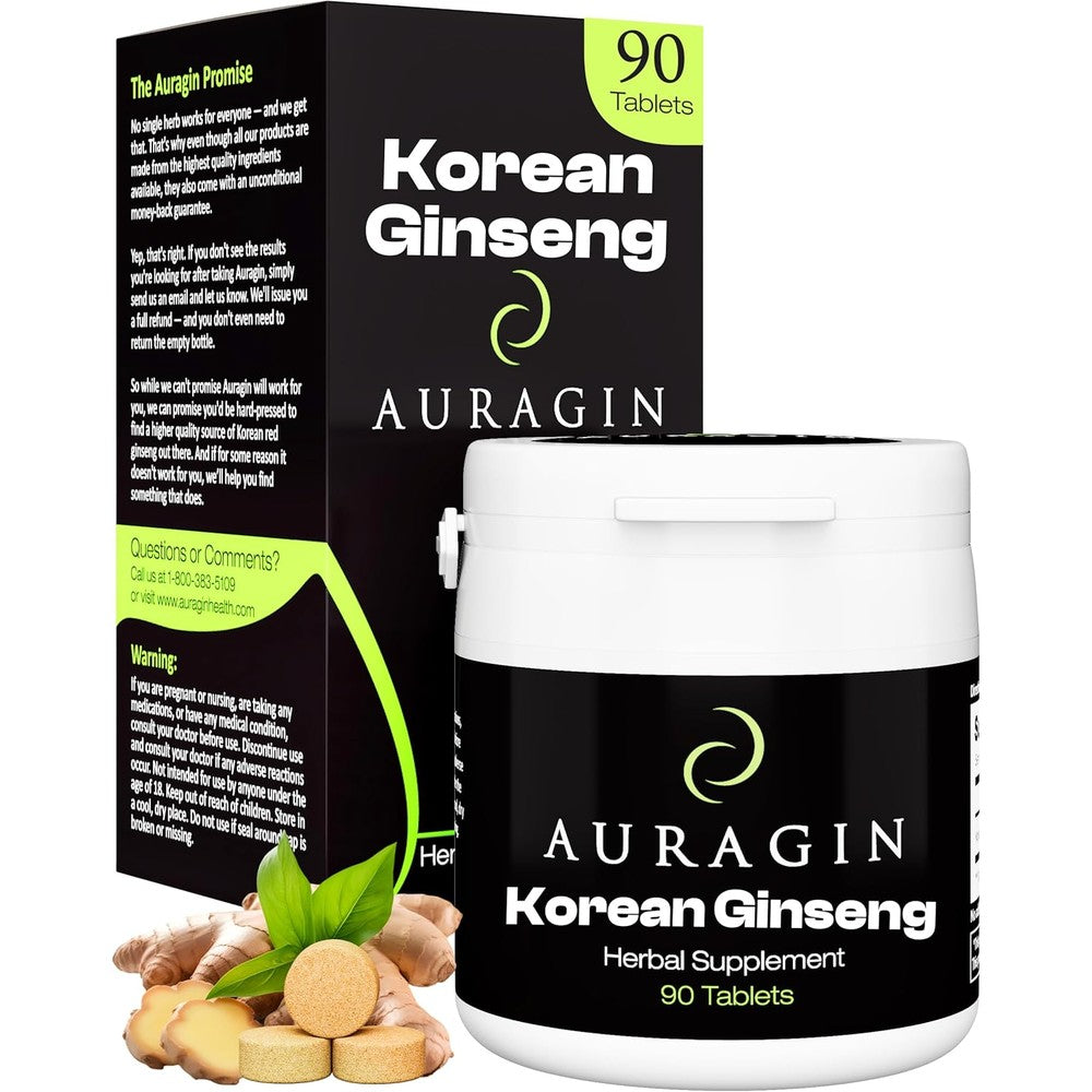 Auragin Authentic Korean Red Panax Ginseng bottle front view