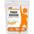 BulkSupplements Pure Panax Ginseng Root Extract Powder pouch front view for energy support