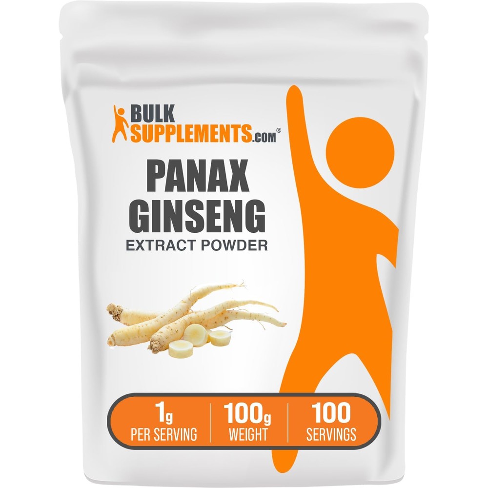 BulkSupplements Pure Panax Ginseng Root Extract Powder pouch front view for energy support