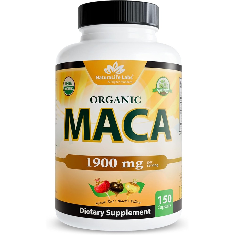 NaturaLife Labs Organic Maca Root 150 capsules front view
