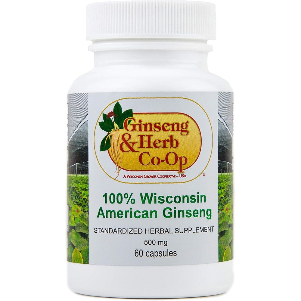 Ginseng and Herb Co-op Wisconsin American Ginseng Capsules bottle front view
