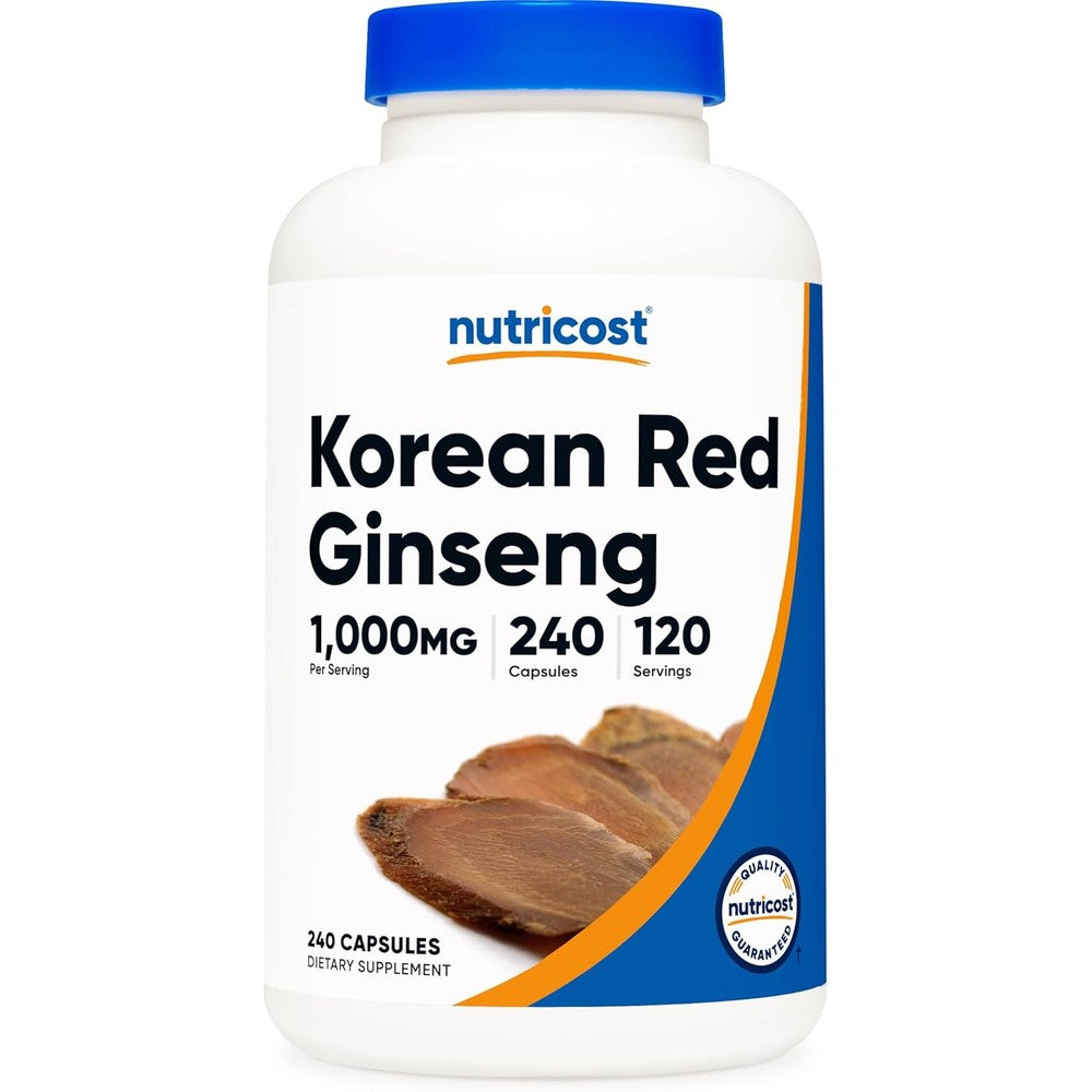 Nutricost Korean Panax Red Ginseng 1000mg supplement bottle front view