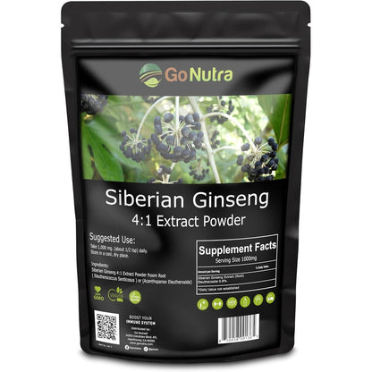 Go Nutra Siberian Ginseng Eleuthero Root 4:1 Extract Powder front label