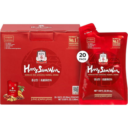 Jung Kwan Jang Hong Sam Won Korean Red Ginseng drink front packaging