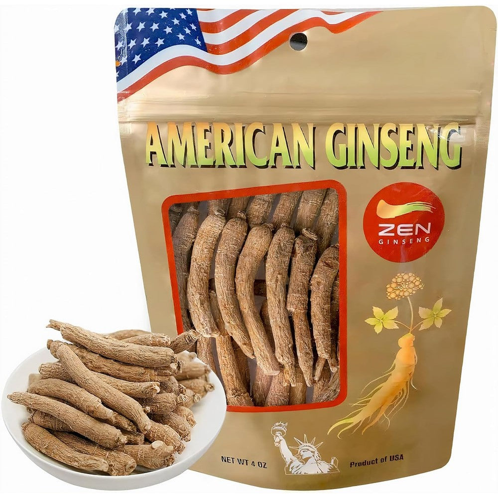 Zen Ginseng 100 percent American Wisconsin ginseng root 4 oz bag for energy