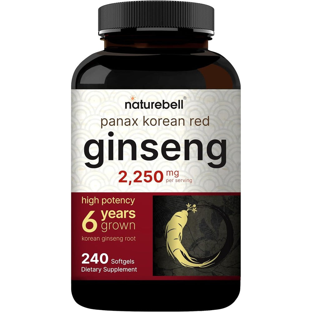 NatureBell Panax Korean Red Ginseng 2250mg bottle front view