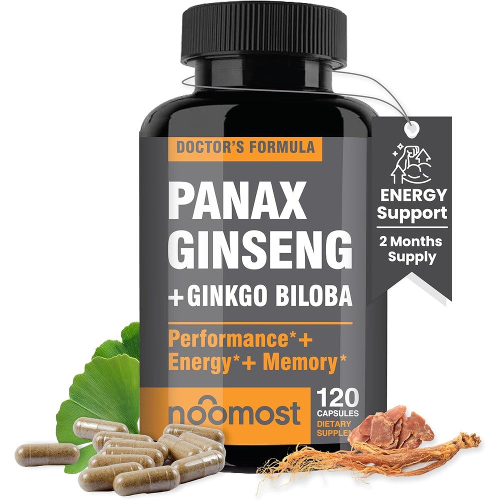NooMost Authentic Korean Red Panax Ginseng and Ginkgo Biloba bottle front view