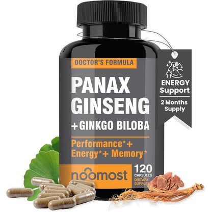 NooMost Authentic Korean Red Panax Ginseng and Ginkgo Biloba bottle front view