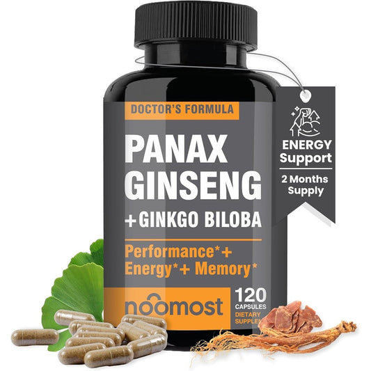 NooMost Authentic Korean Red Panax Ginseng and Ginkgo Biloba bottle front view