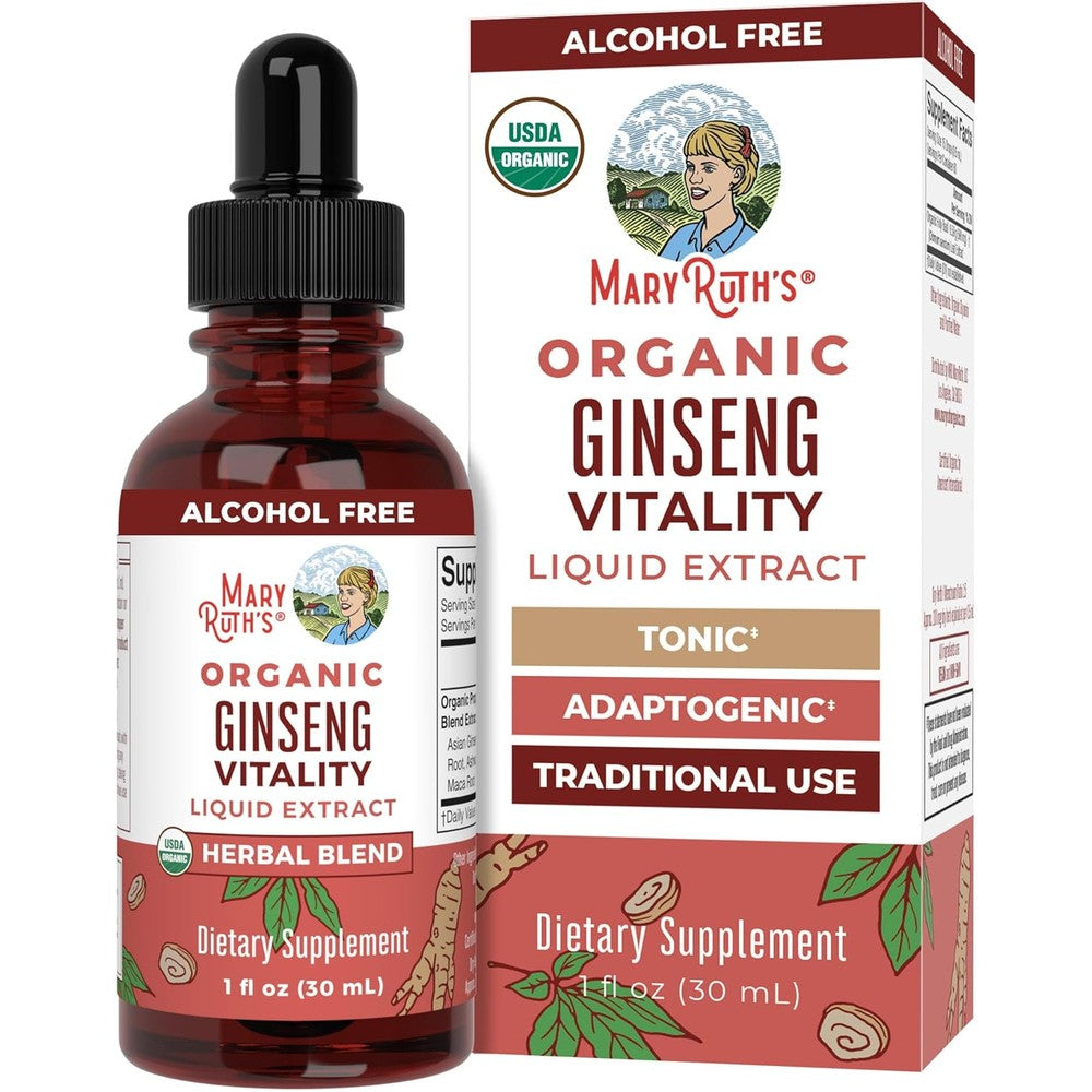 MaryRuth Organics Ginseng Vitality liquid drops front bottle view
