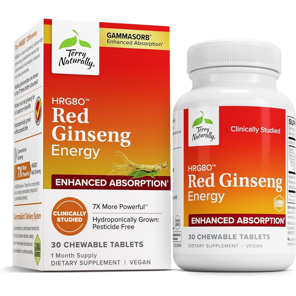 Terry Naturally HRG80 Red Ginseng Energy bottle front view