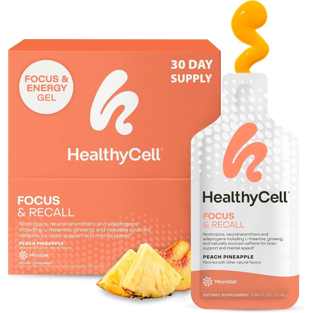 Healthycell Focus and Recall liquid nootropic box front view