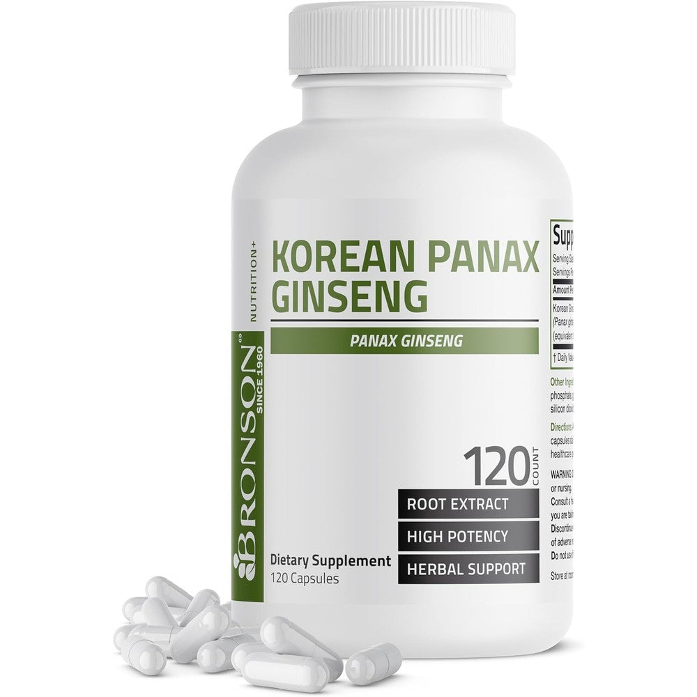 Bronson Korean Panax Ginseng 120 capsules bottle front view