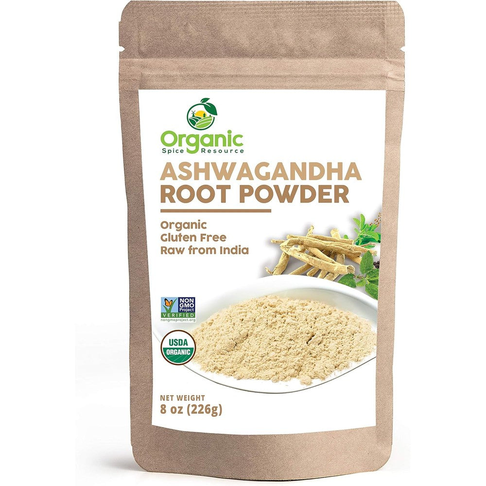 Amrut Rhizome Organic Ashwagandha Root Powder 8 Ounce bag front view