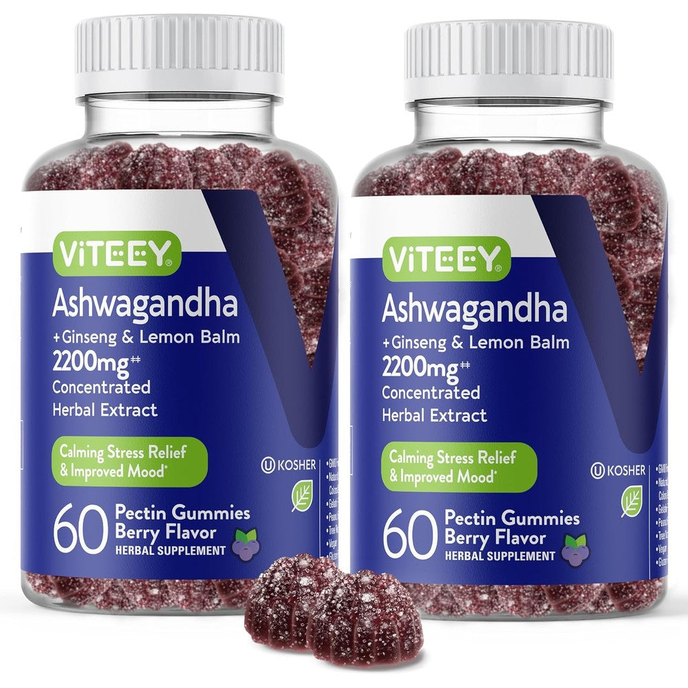 Viteey Ashwagandha Gummies with Ginseng and Lemon Balm front view