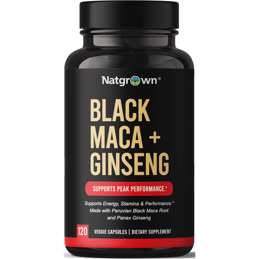 Natgrown Black Maca Root and Panax Ginseng bottle front view