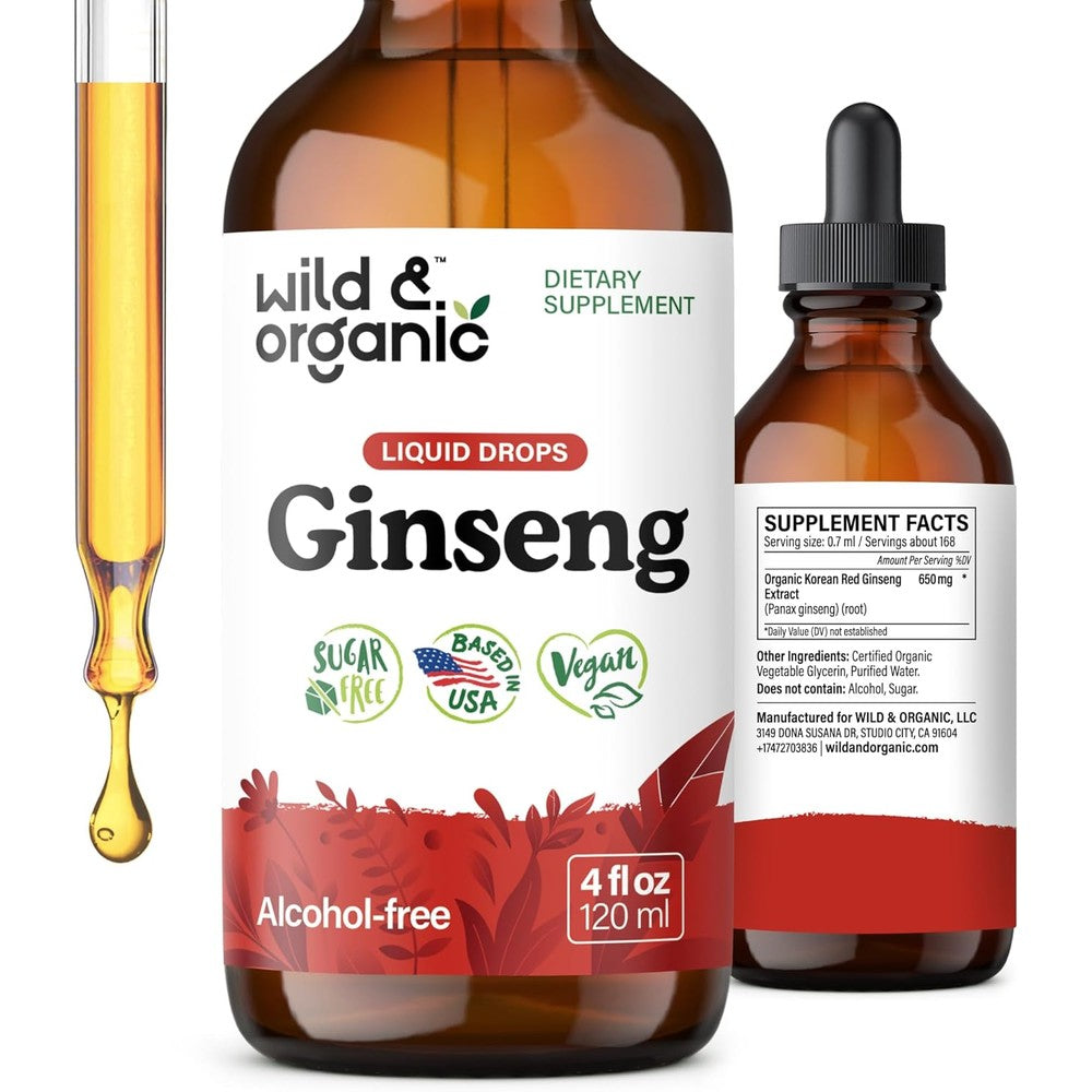 Wild and Organic Korean Panax Ginseng Extract bottle front view