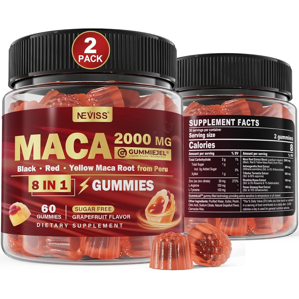 Neviss Sugar Free Maca Root Gummies front view packaging