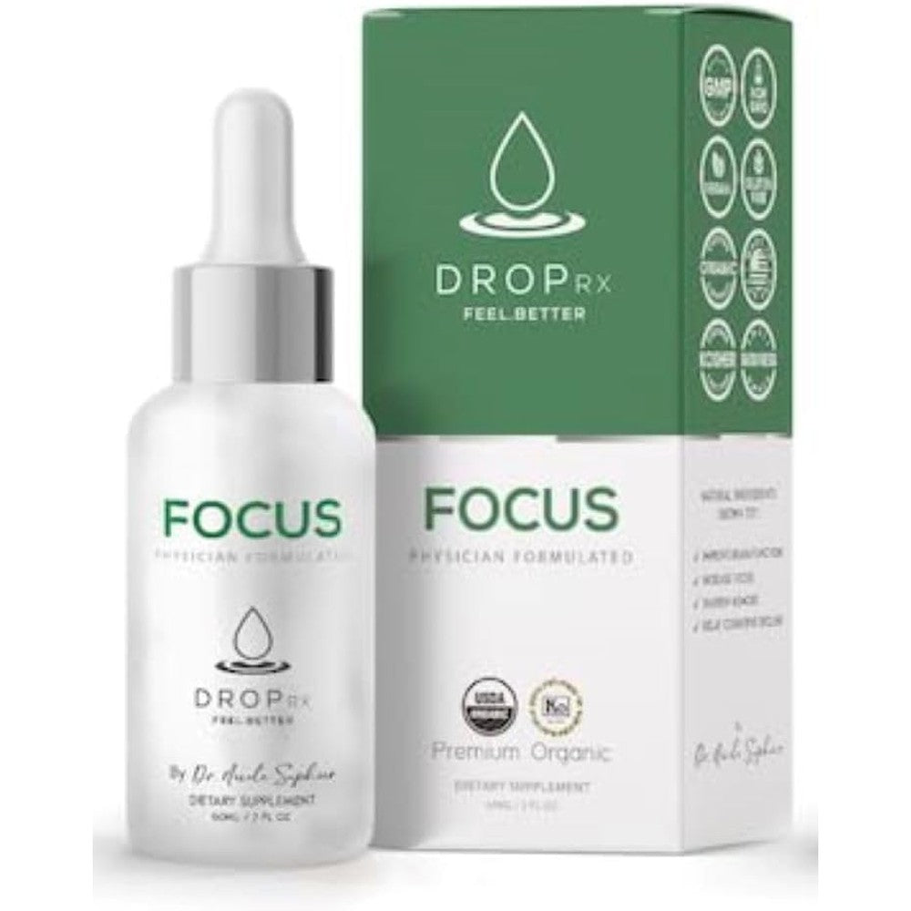 Drop Rx Focus liquid brain support supplement front view