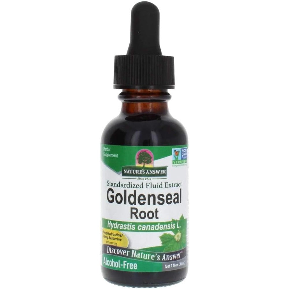 Nature's Answer Goldenseal Root Extract alcohol free front view for natural immune boost