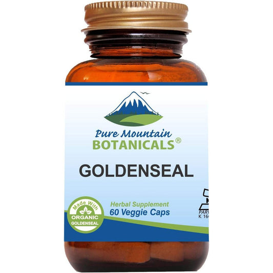 Pure Mountain Botanicals goldenseal root capsules front view bottle for immune health