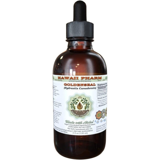 Hawaii Pharm Goldenseal alcohol free leaf glycerite front view showing the product label