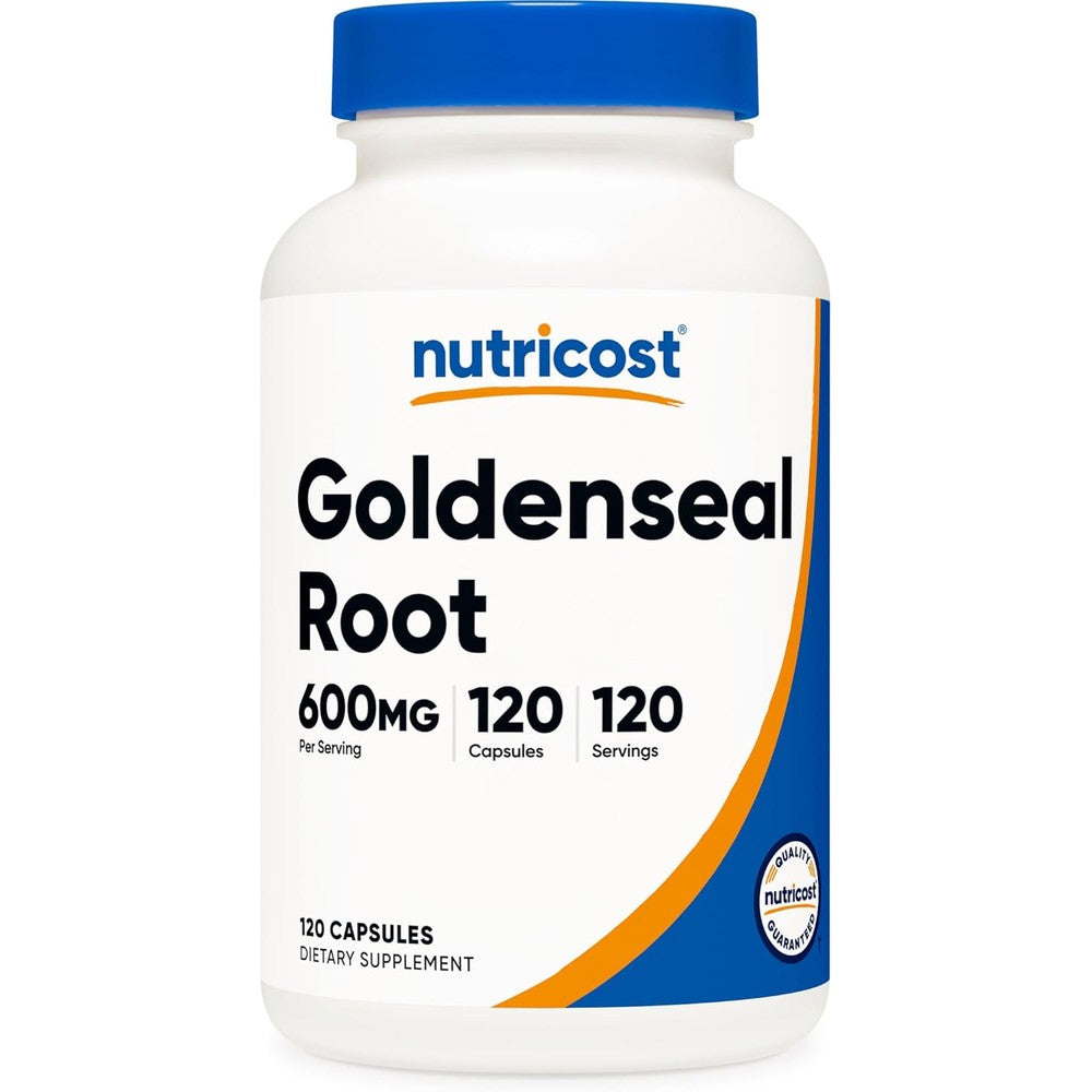 Nutricost Goldenseal Root 600mg 120 vegetarian capsules front view packaging