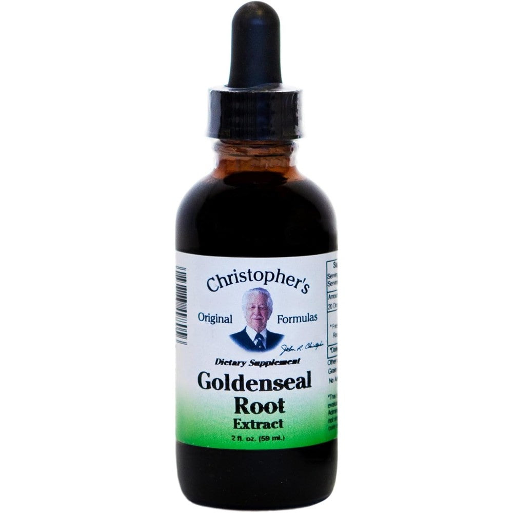 Dr. Christopher's Goldenseal Root Extract two fluid ounce bottle front view for premium immune support