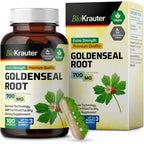 Bio Krauter Goldenseal Root front view bottle of digestive support capsules