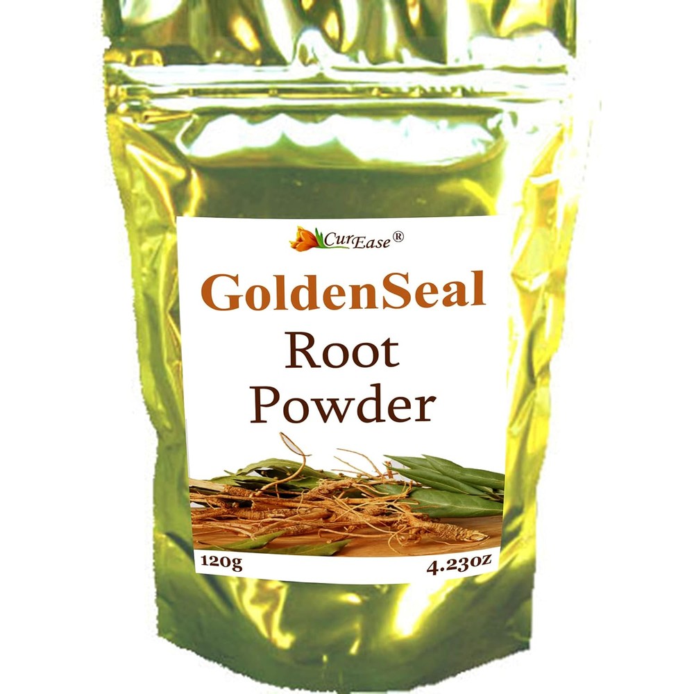CurEase Goldenseal Root Powder front packaging showing authentic botanical product details