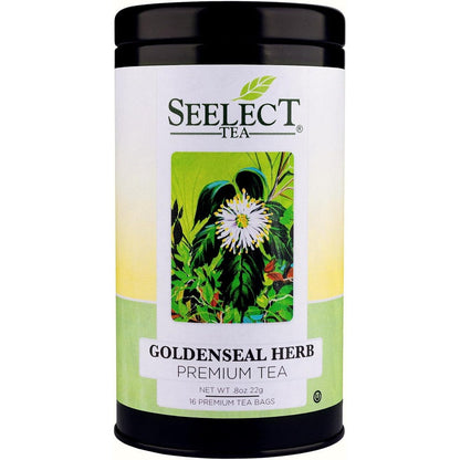 Seelect Tea Goldenseal Herb Traditional Immune Support Tea front view of premium black tin