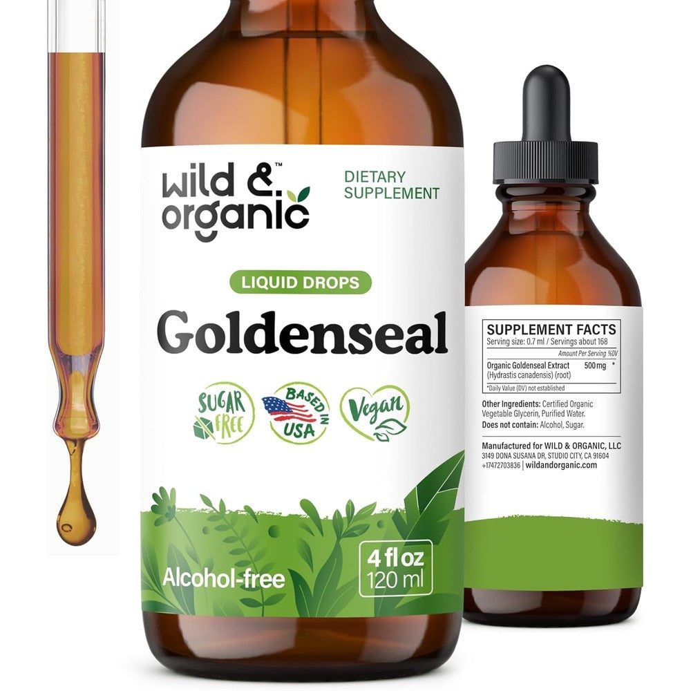 Wild And Organic Goldenseal Root Tincture front view bottle