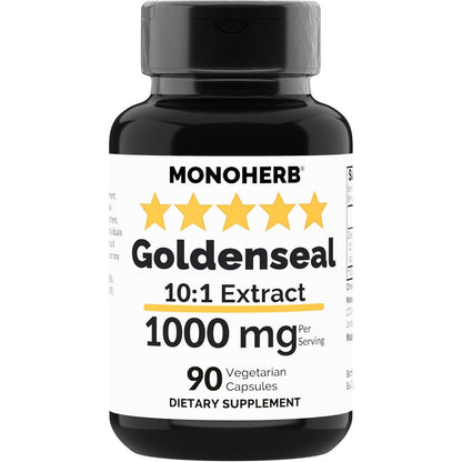Jisora Monoherb Goldenseal Extract 1000mg bottle front view premium immune support dietary supplement capsules