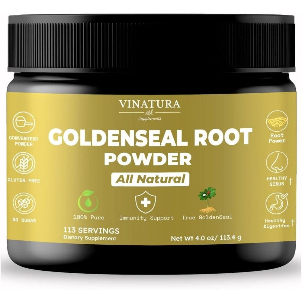 Vinatura pure natural goldenseal root powder front packaging view on white background